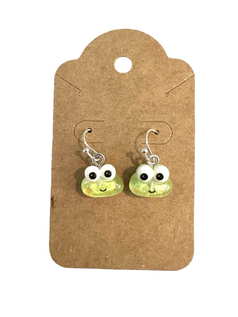 Cute Green Frog Dangle Earrings - Playful Women's Jewelry, Handmade